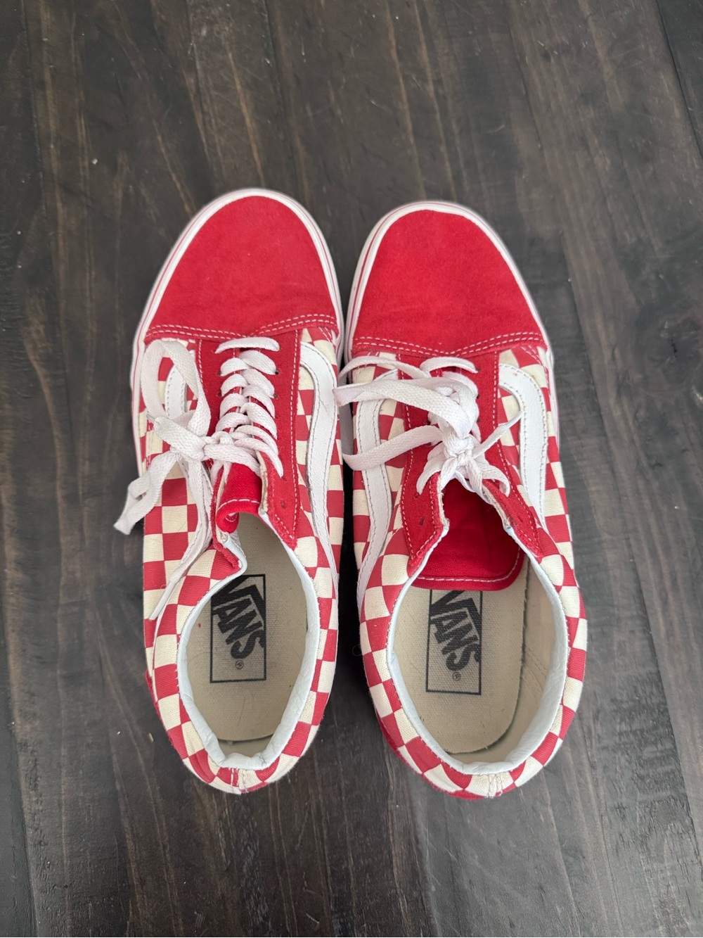 Vans Kids Red and White Checkerboard Old Skool Sneakers
